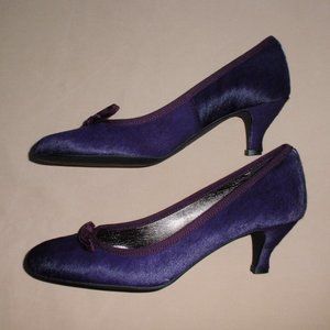 RARE Clorinda Antinori One of a Kind Purple Calf Hair Heels Shoes Sz 38 7.5